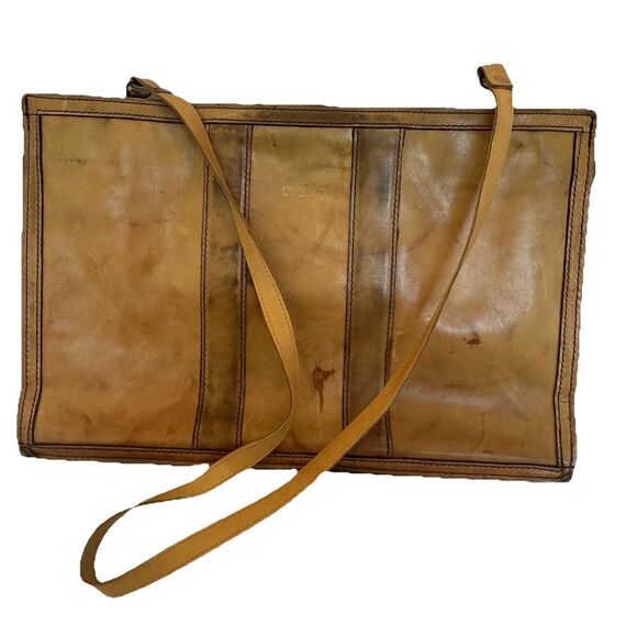 Vintage Leather Attaché Briefcase Brown Bag Retractable Handle Removable Strap
